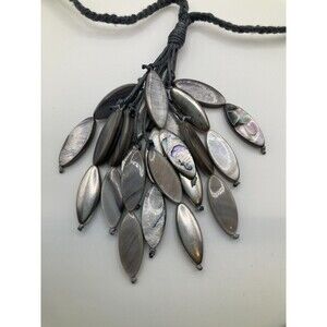 J JILL Grey Dangle Cluster Sculpted-Shell Tassel Pendant Necklace NEW